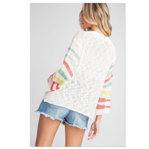 Relaxed Pink and Green Lose Fitting Sweatshirt Casual Style Pullover. - Picture 2 of 11